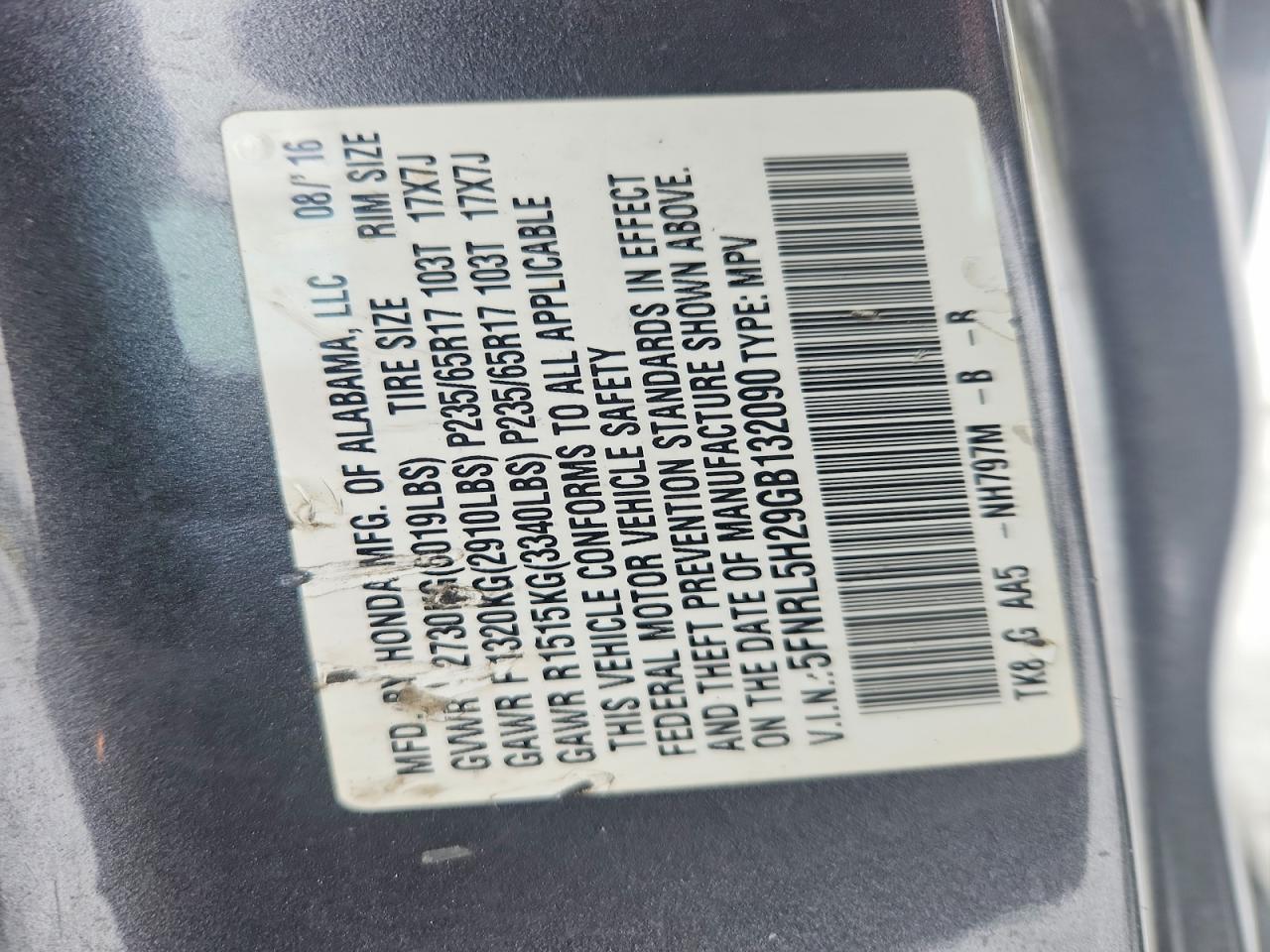 2016 HONDA ODYSSEY LX photo 13