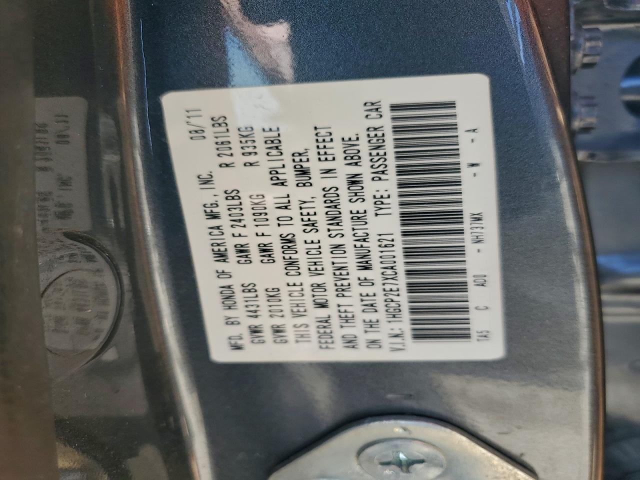 2012 HONDA ACCORD EX photo 13