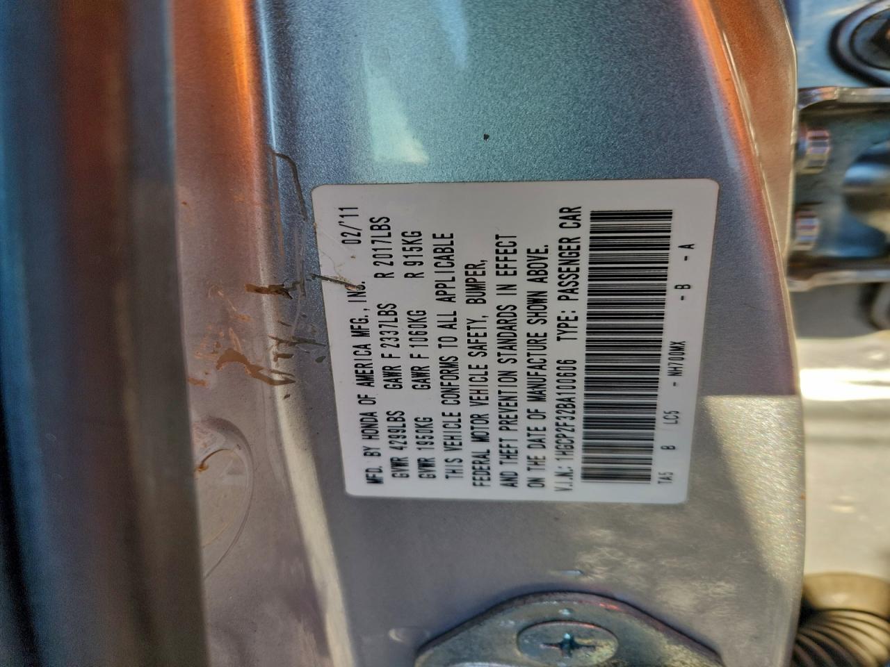 2011 HONDA ACCORD LX photo 23