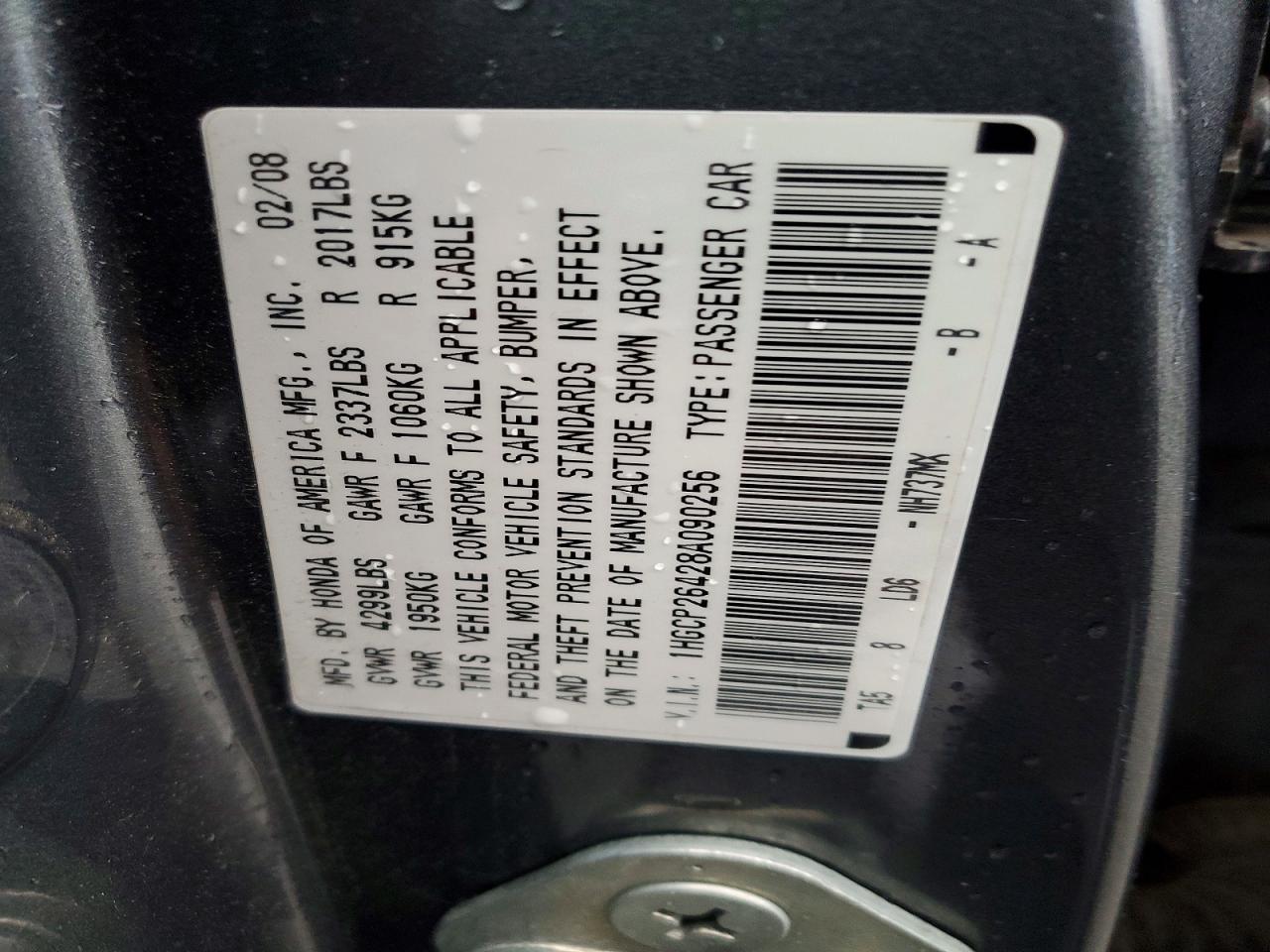 2008 HONDA ACCORD LXP photo 23