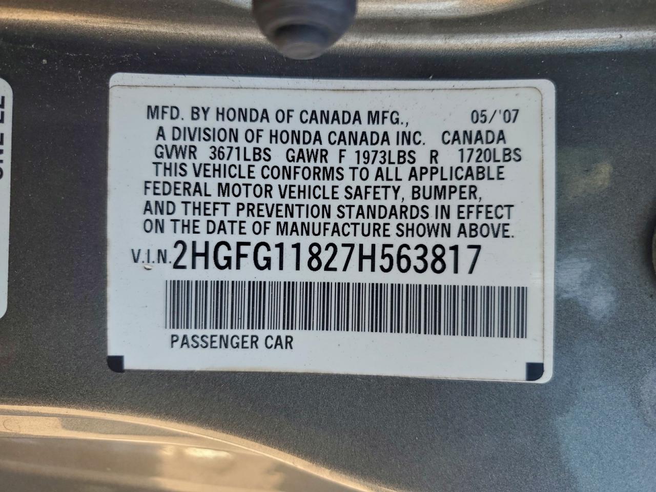 2007 HONDA CIVIC EX photo 25