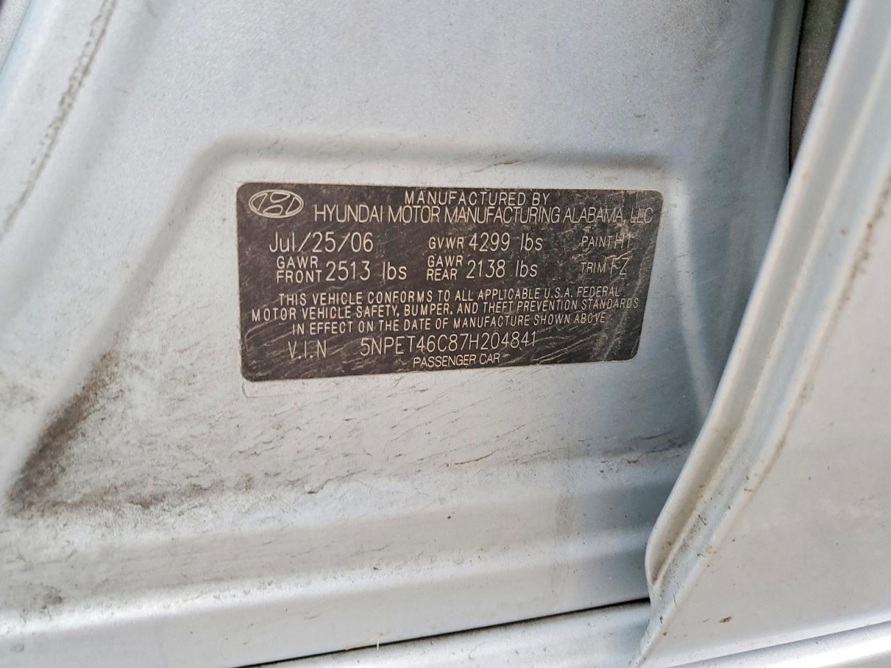 2007 HYUNDAI SONATA GLS photo 12