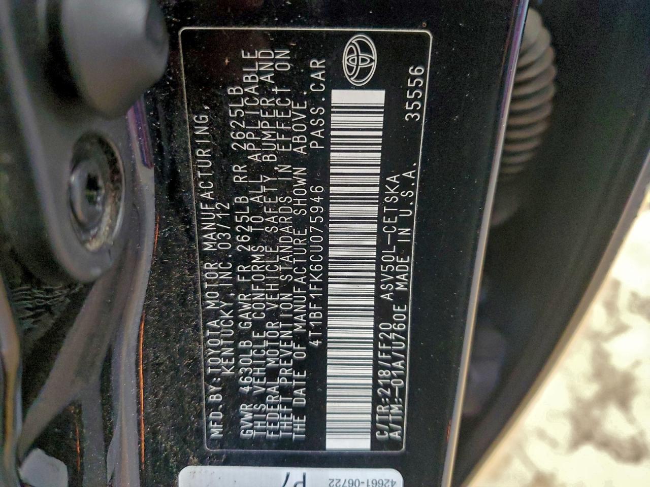 2012 TOYOTA CAMRY SE photo 34