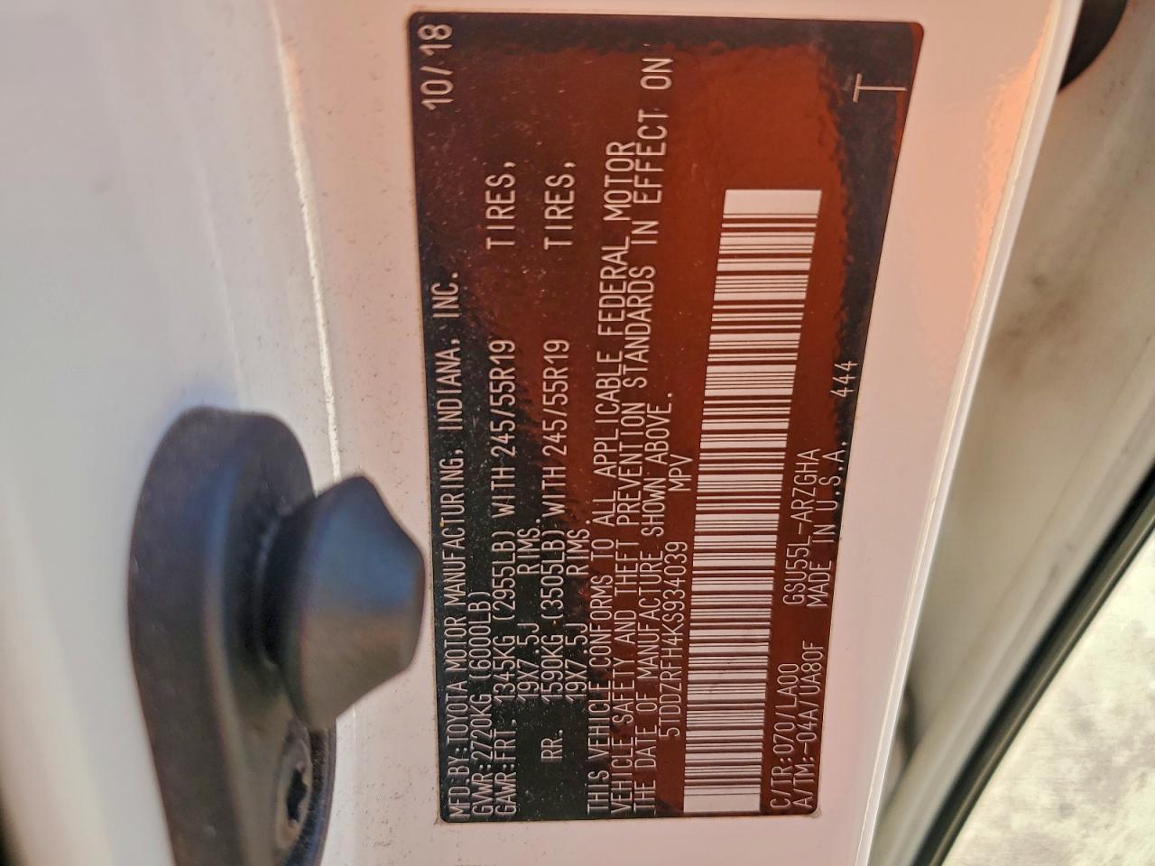 2019 TOYOTA HIGHLANDER LIMITED photo 37
