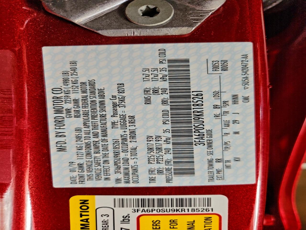 2019 FORD FUSION TITANIUM photo 34