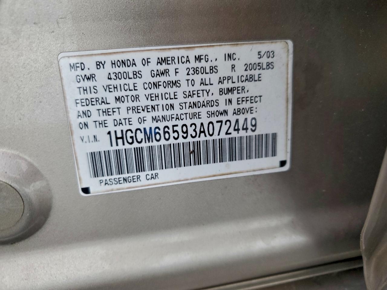 2003 HONDA ACCORD EX photo 34