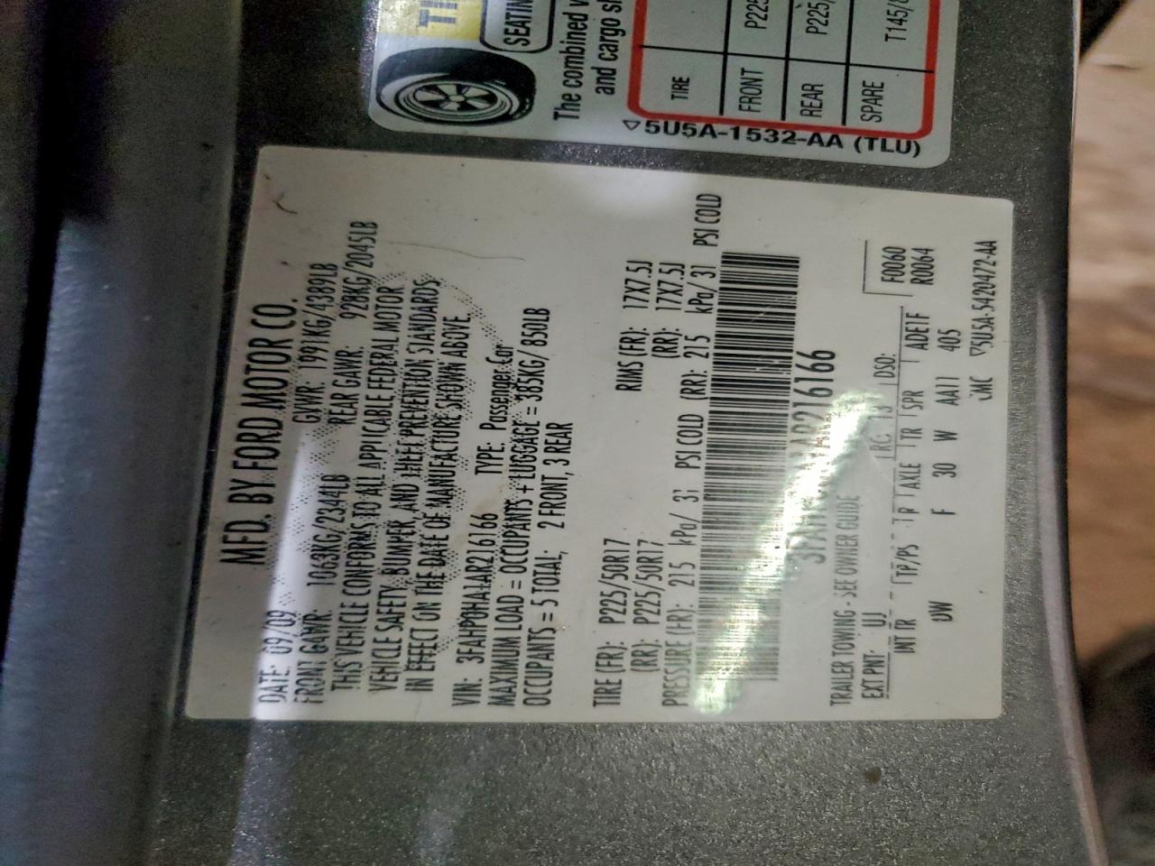 2010 FORD FUSION SE photo 12