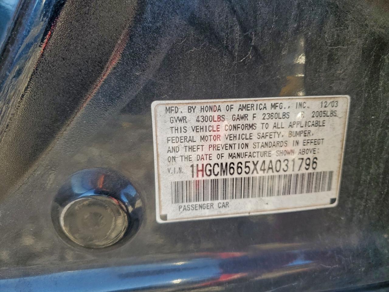 2004 HONDA ACCORD EX photo 12