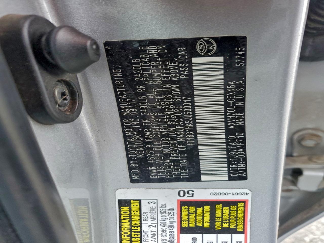 2018 TOYOTA CAMRY LE photo 12