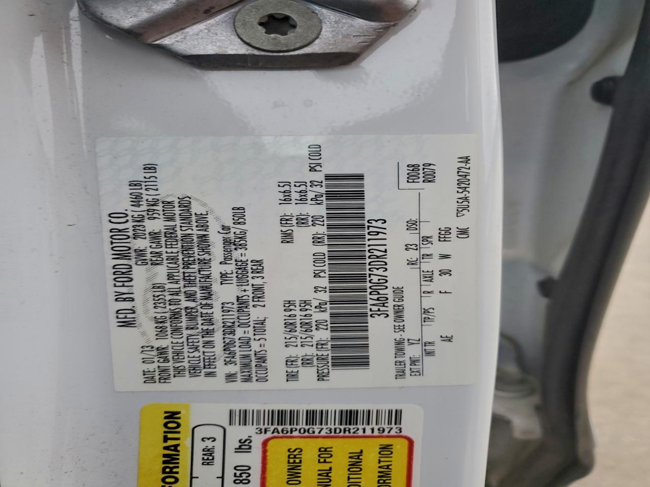 2013 FORD FUSION S photo 12