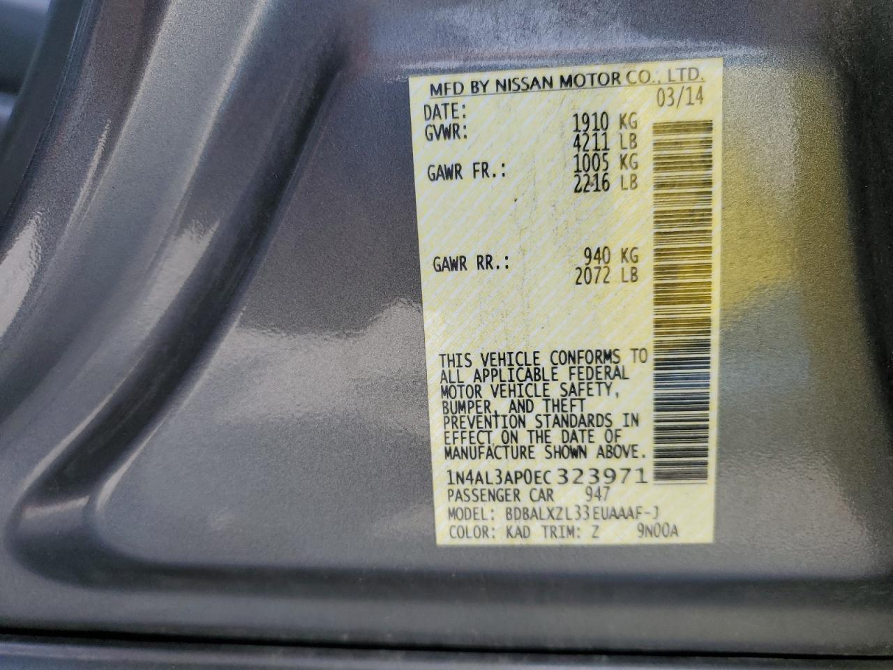 2014 NISSAN ALTIMA 2.5 photo 13