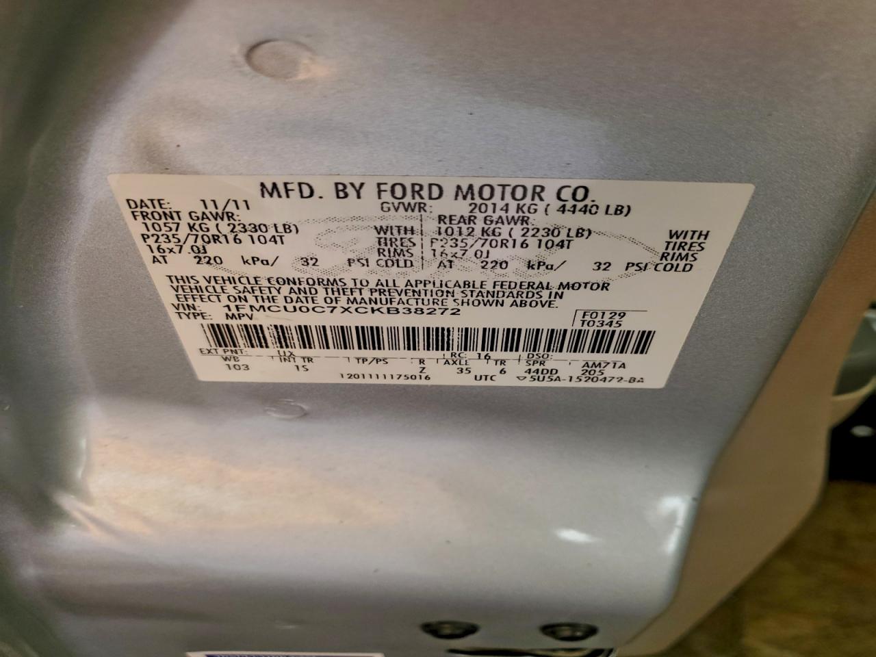 2012 FORD ESCAPE XLS photo 25