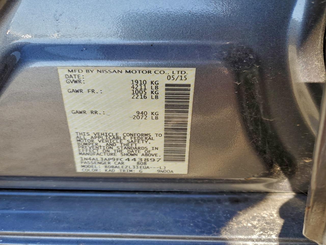 2015 NISSAN ALTIMA 2.5 photo 23