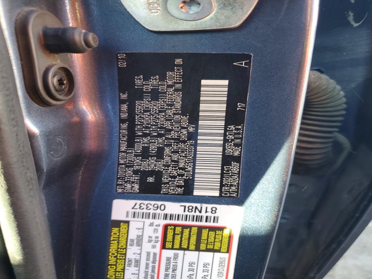2010 TOYOTA SEQUOIA LIMITED photo 25