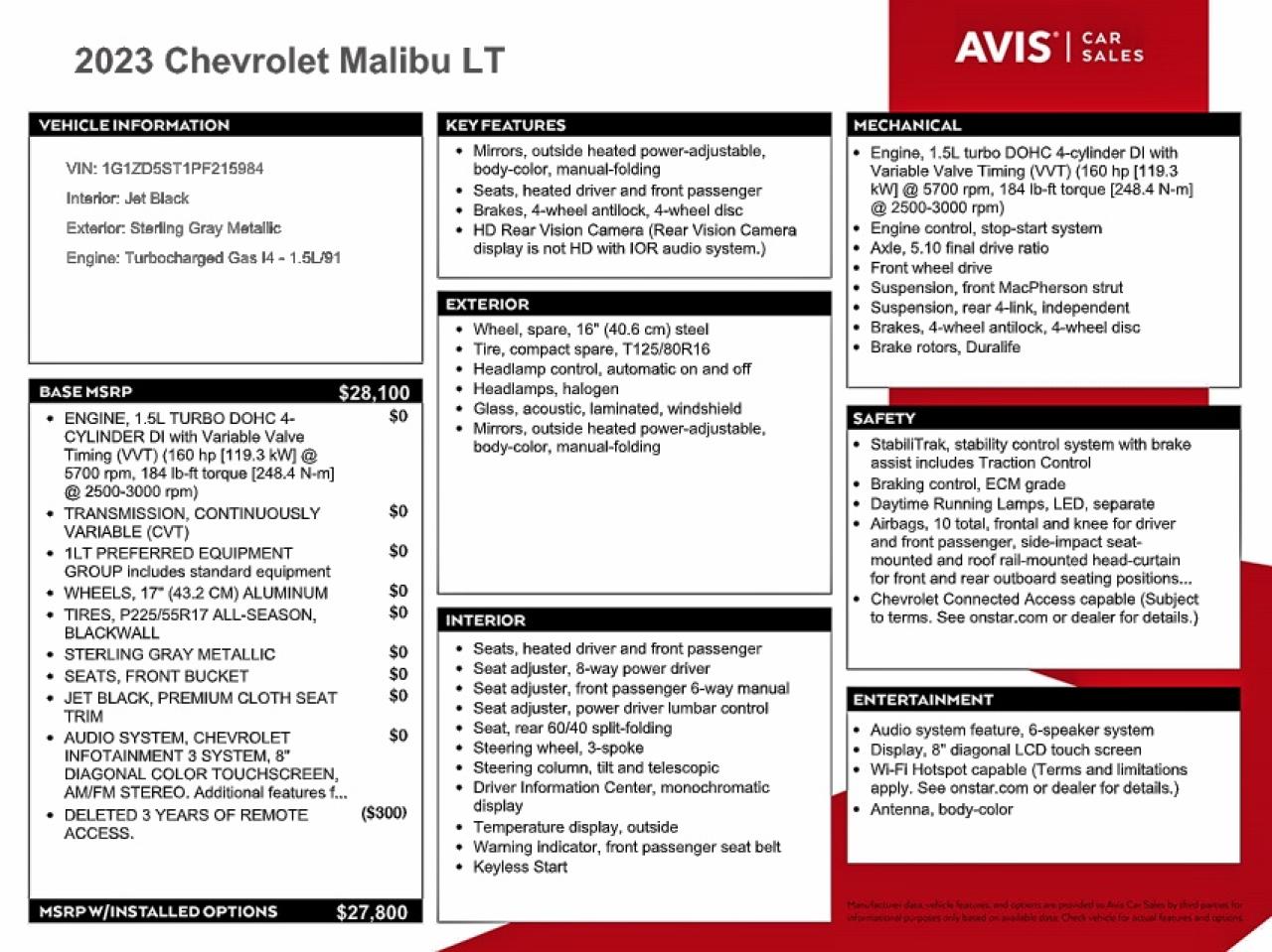 2023 CHEVROLET MALIBU LT photo 12