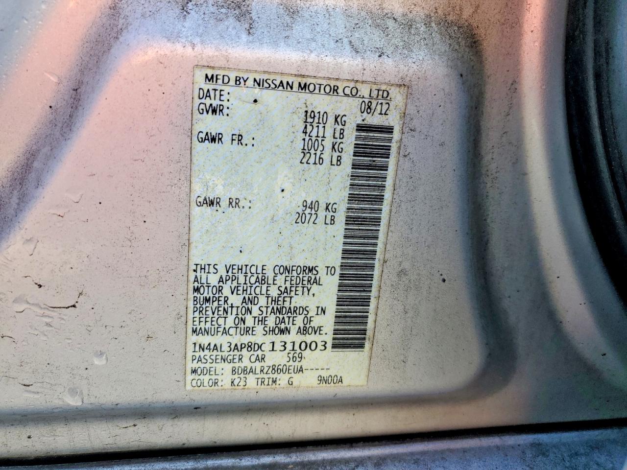 2013 NISSAN ALTIMA 2.5 photo 12