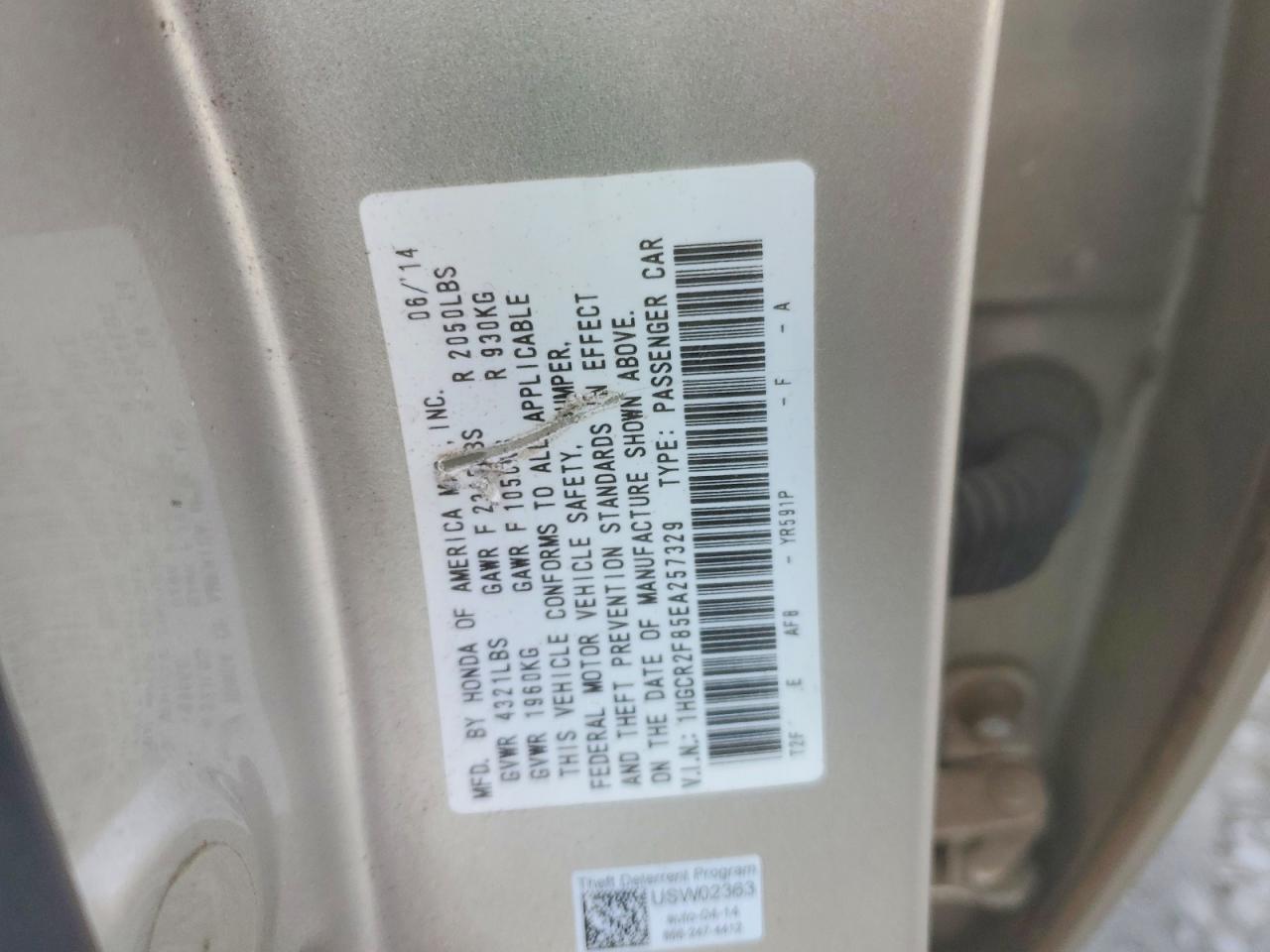 2014 HONDA ACCORD EXL photo 12