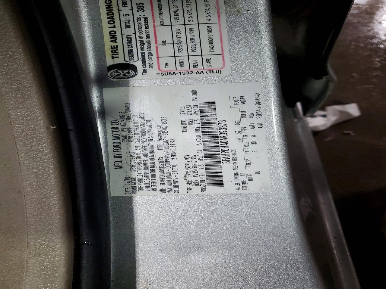 2010 FORD FUSION SE photo 37