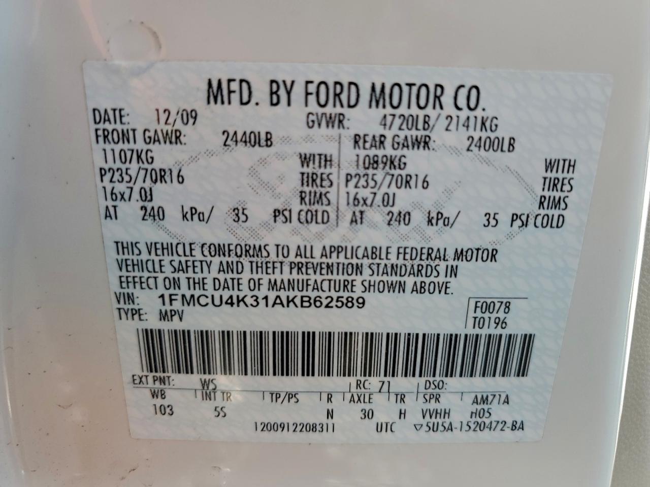 2010 FORD ESCAPE HYBRID photo 13