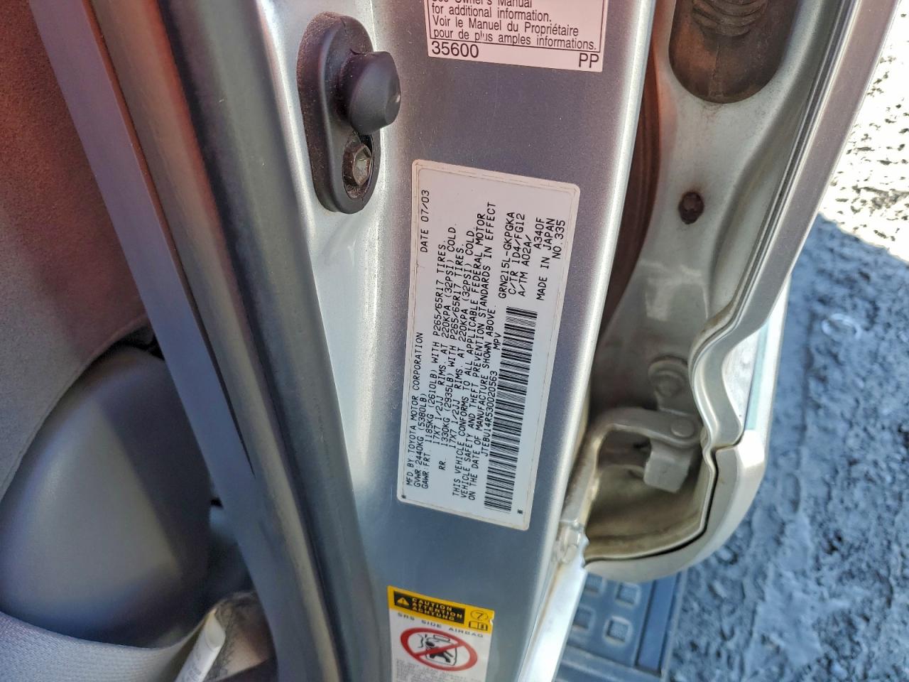 2003 TOYOTA 4RUNNER SR5 photo 25