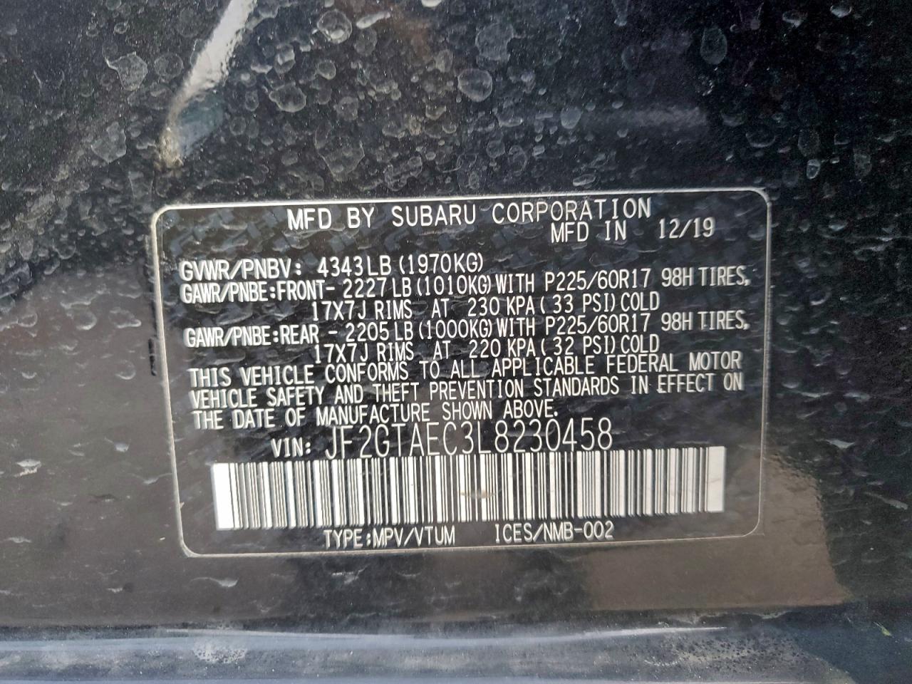 2020 SUBARU CROSSTREK PREMIUM photo 13