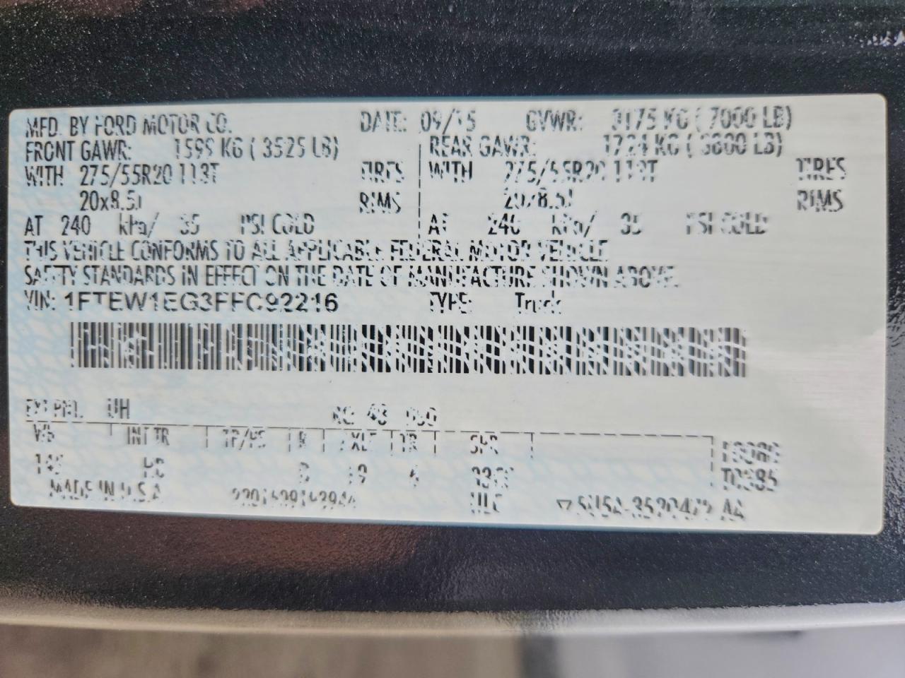 2015 FORD F150 SUPERCREW photo 13