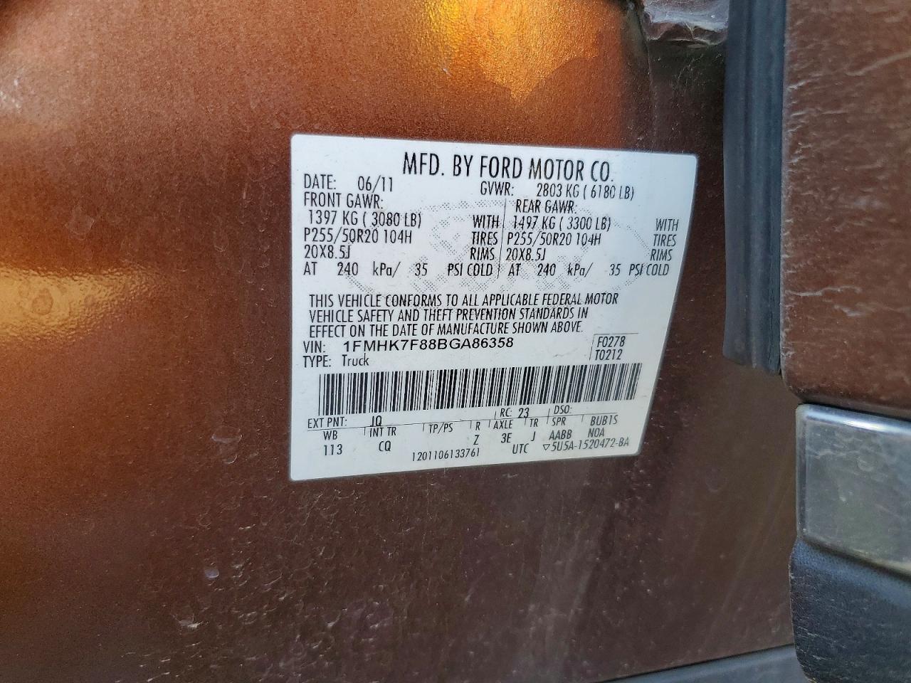 2011 FORD EXPLORER LIMITED photo 13