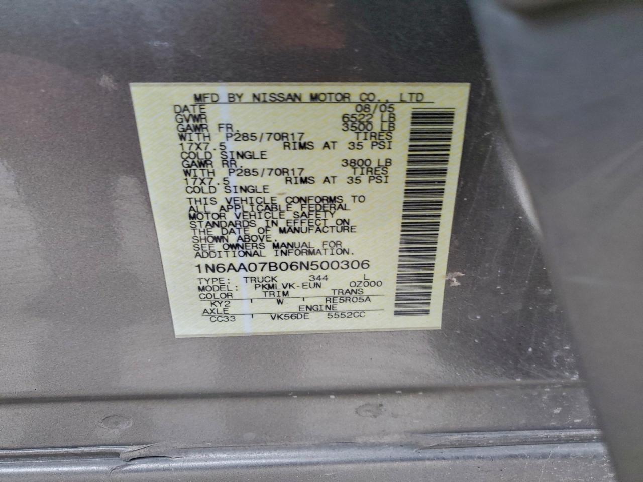 2006 NISSAN TITAN XE photo 23