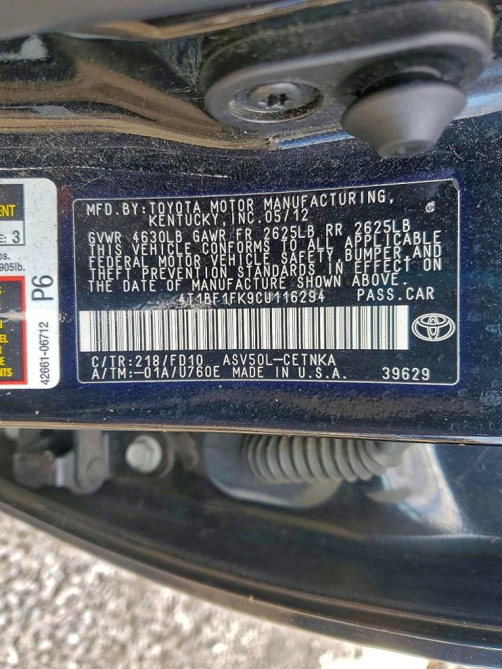 2012 TOYOTA CAMRY BASE photo 12