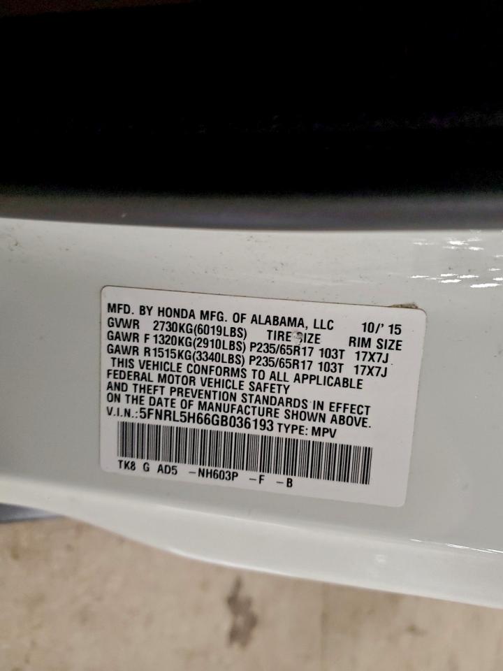 2016 HONDA ODYSSEY EXL photo 37