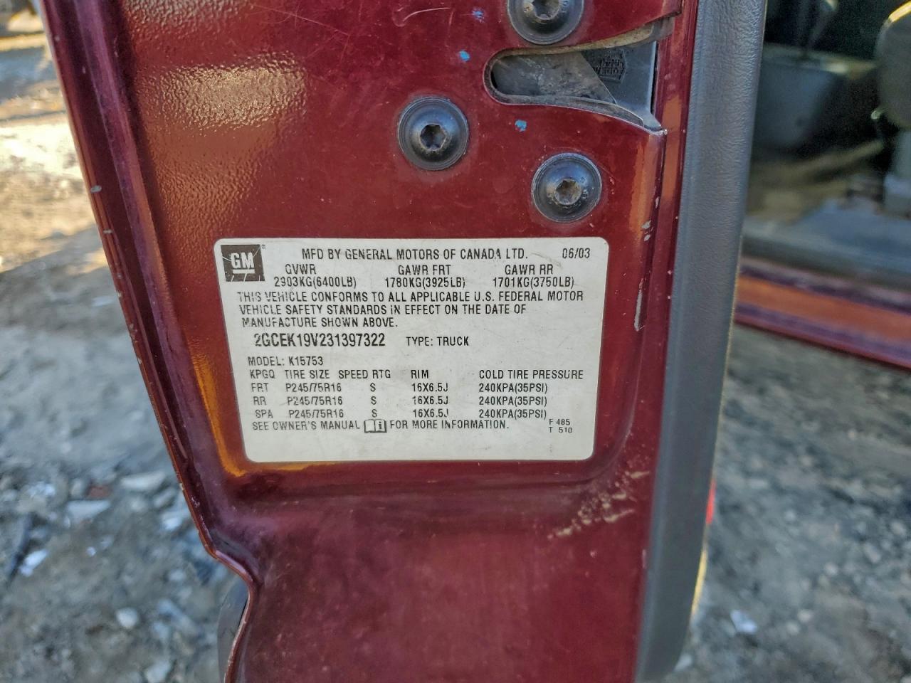 2003 CHEVROLET SILVERADO K1500 photo 12