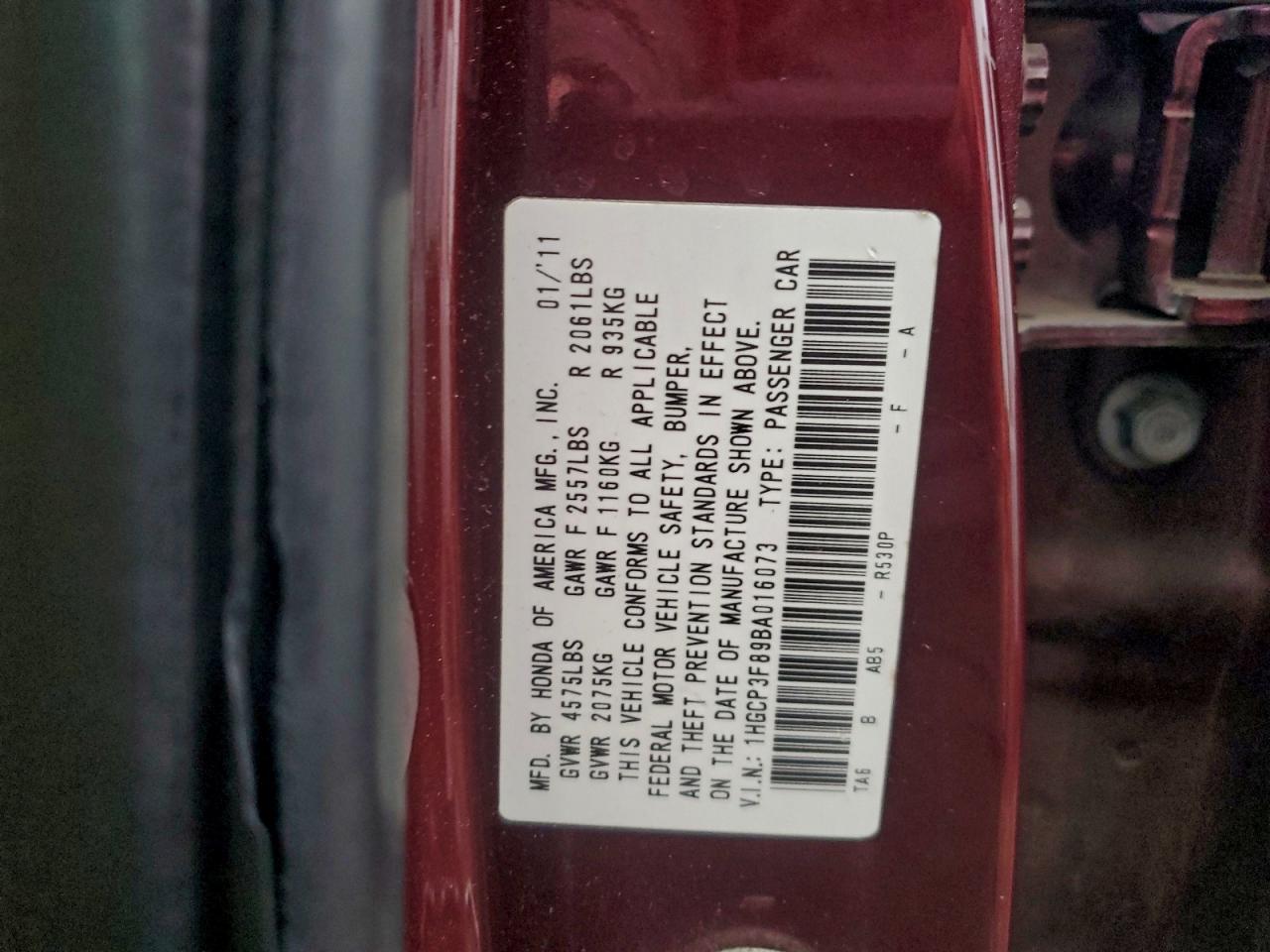 2011 HONDA ACCORD EXL photo 23