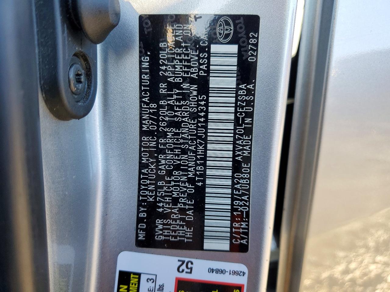 2018 TOYOTA CAMRY L photo 23