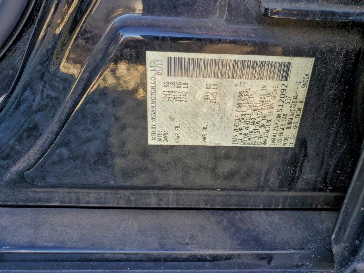 2011 NISSAN ALTIMA BASE photo 12