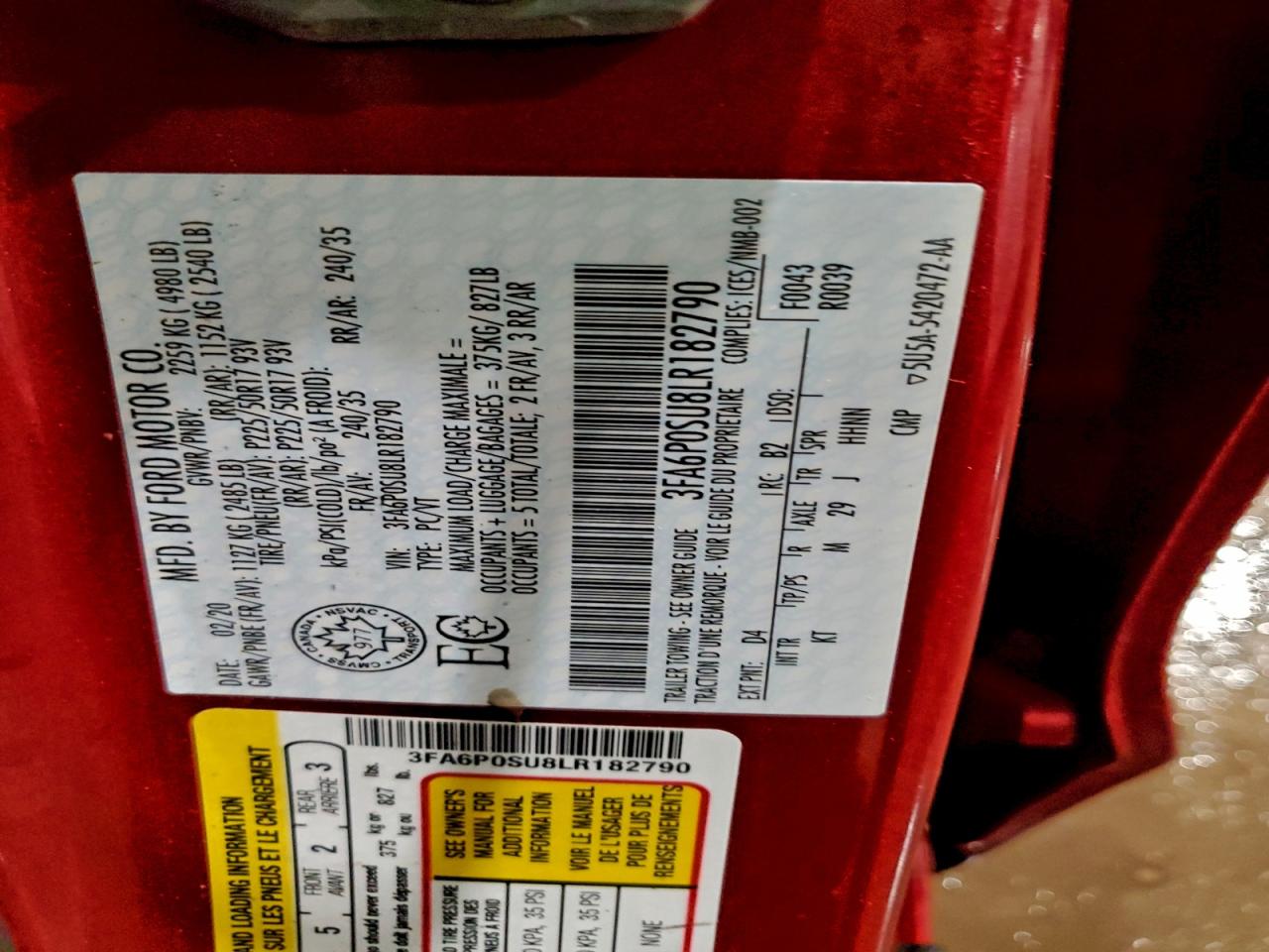 2020 FORD FUSION TITANIUM photo 34