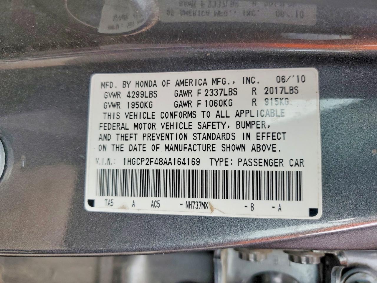 2010 HONDA ACCORD LXP photo 34