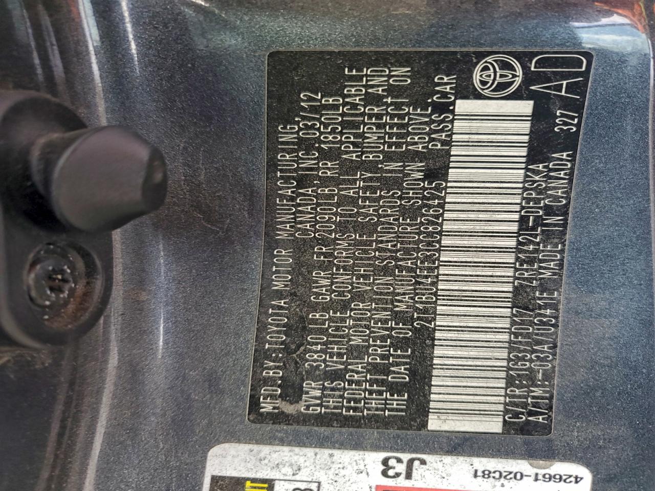 2012 TOYOTA COROLLA BASE photo 34