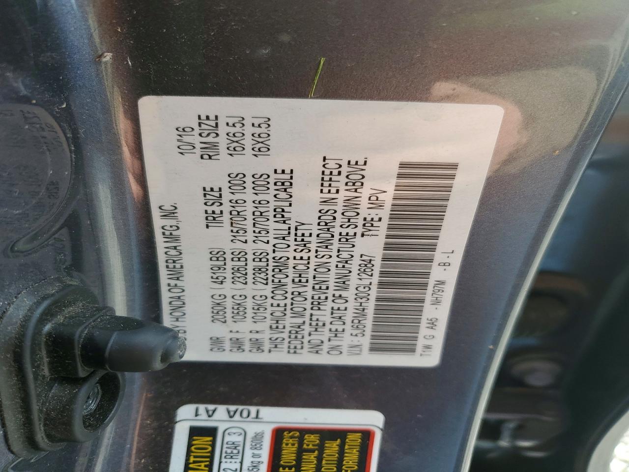 2016 HONDA CR-V LX photo 13
