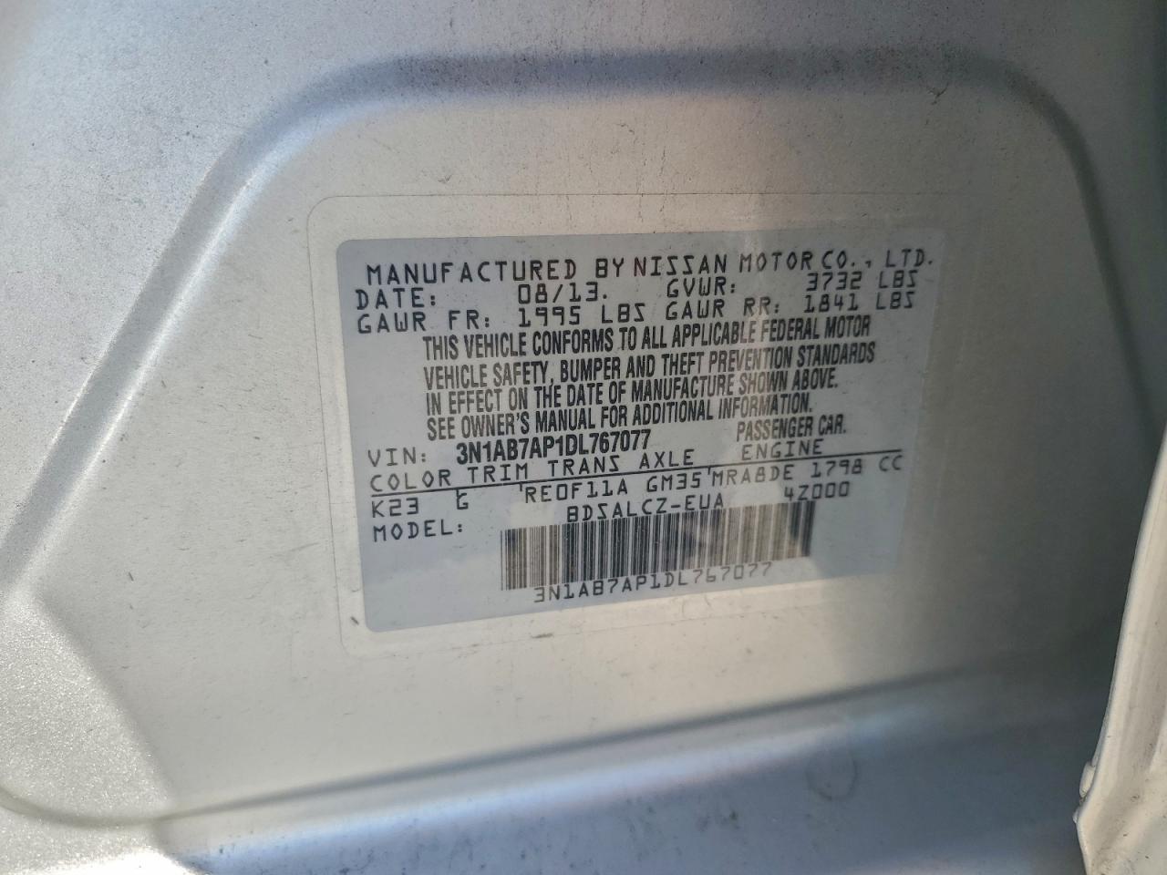 2013 NISSAN SENTRA S photo 13