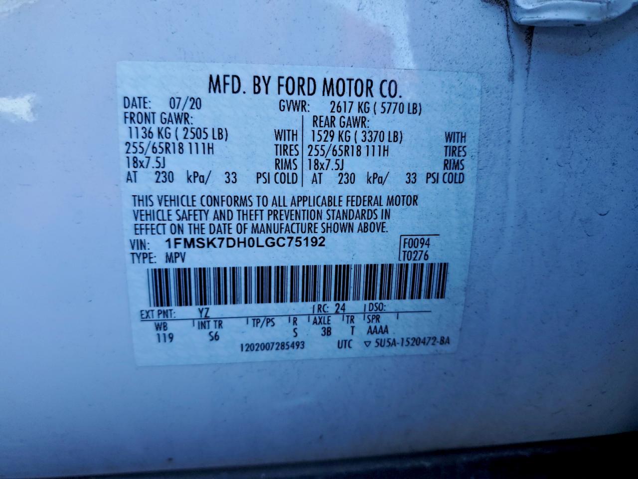 2020 FORD EXPLORER XLT photo 13