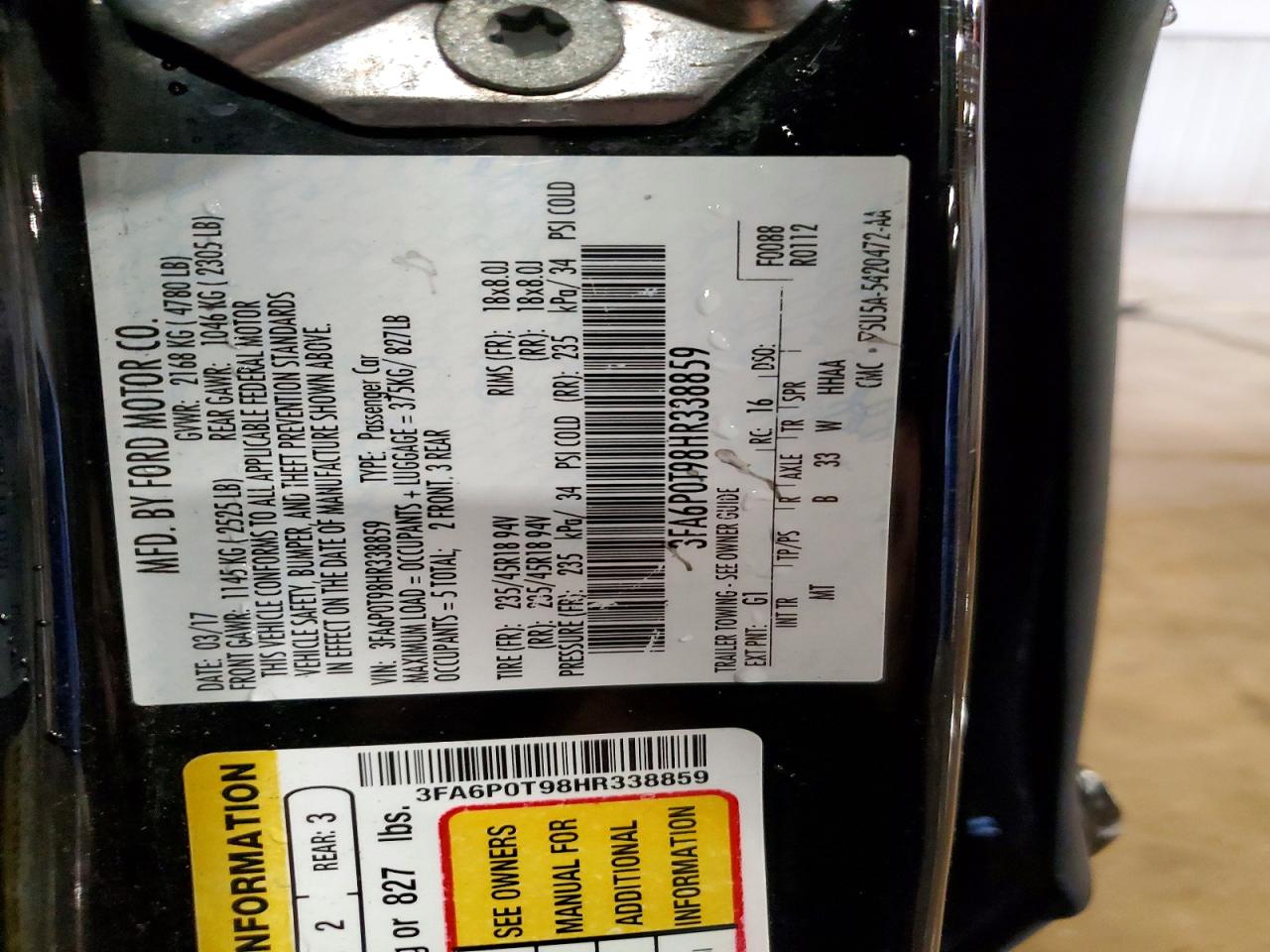 2017 FORD FUSION SE photo 12