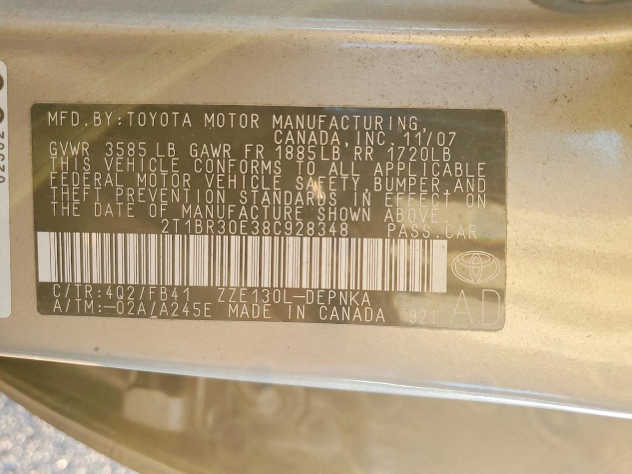2008 TOYOTA COROLLA CE photo 23