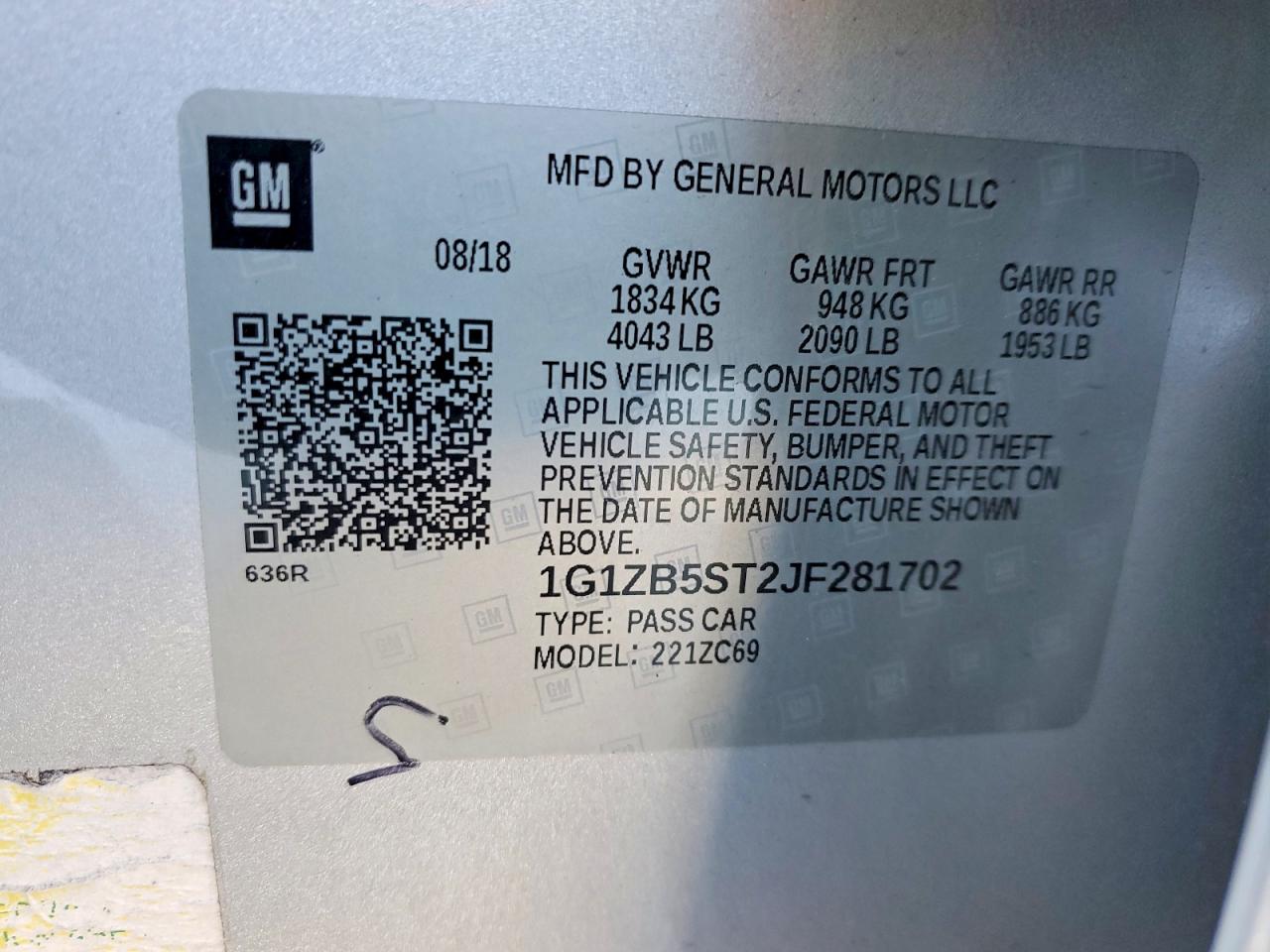 2018 CHEVROLET MALIBU LS photo 12