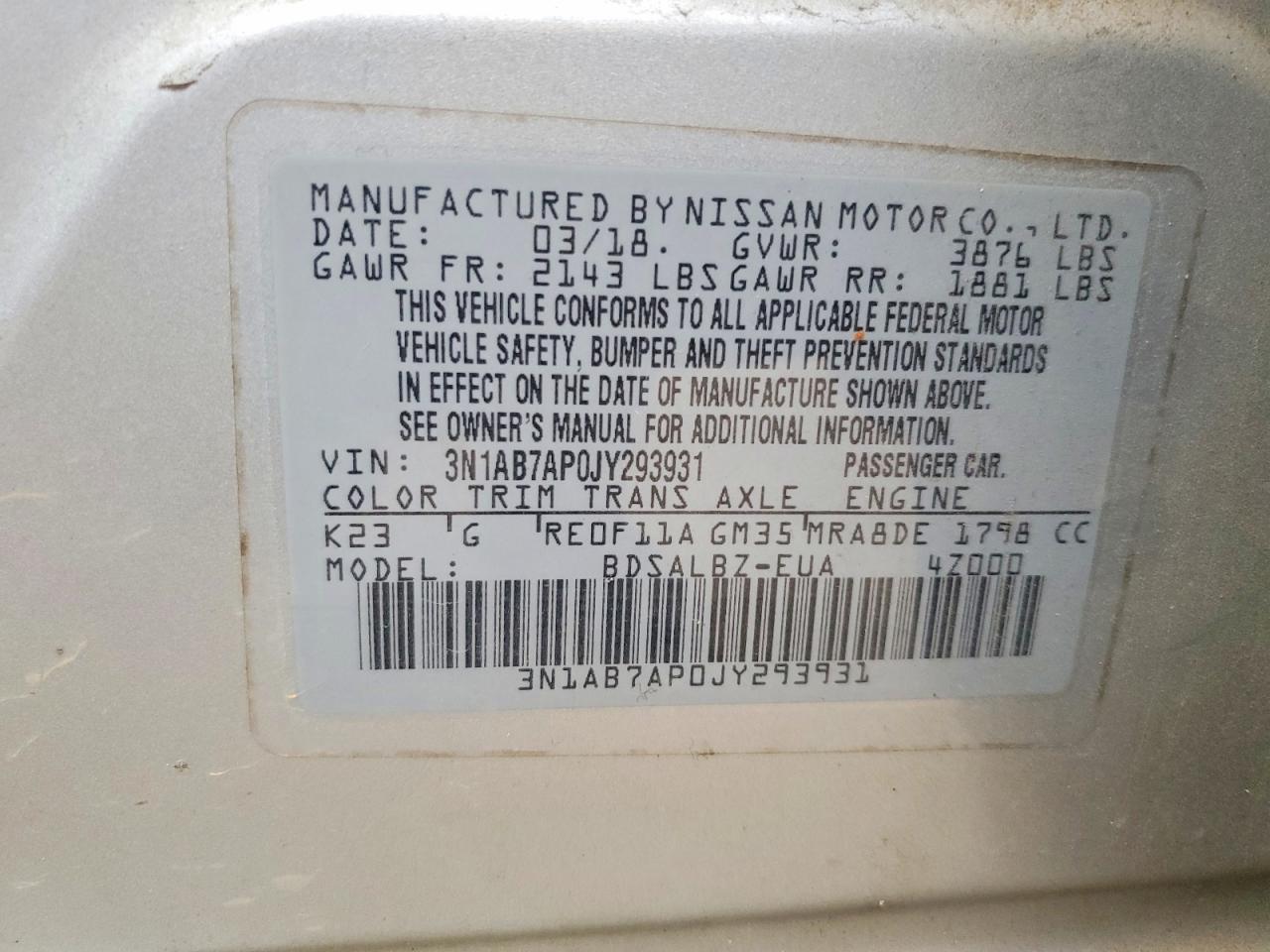 2018 NISSAN SENTRA S photo 13