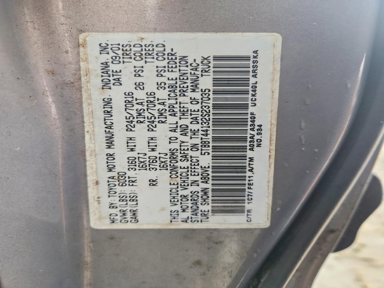 2002 TOYOTA TUNDRA SR5 V8 photo 23