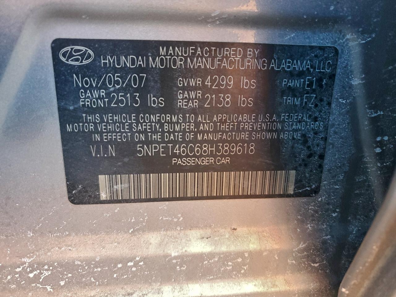 2008 HYUNDAI SONATA GLS photo 12