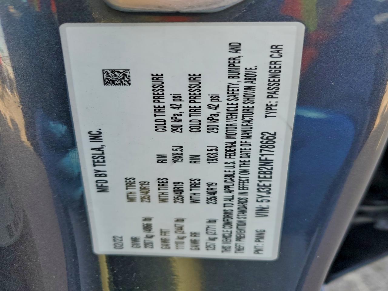2022 TESLA MODEL 3 photo 12