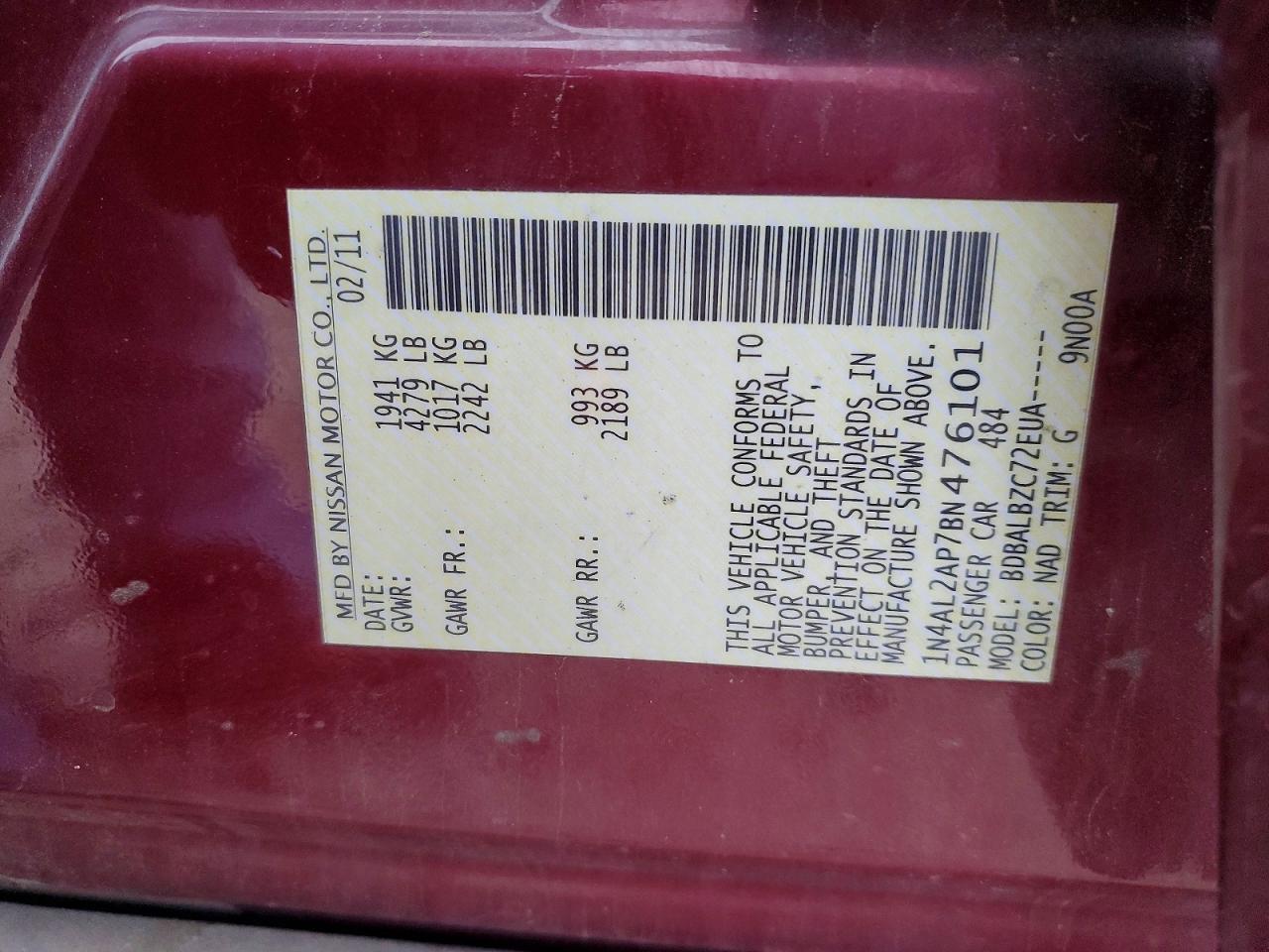 2011 NISSAN ALTIMA 2.5 photo 12
