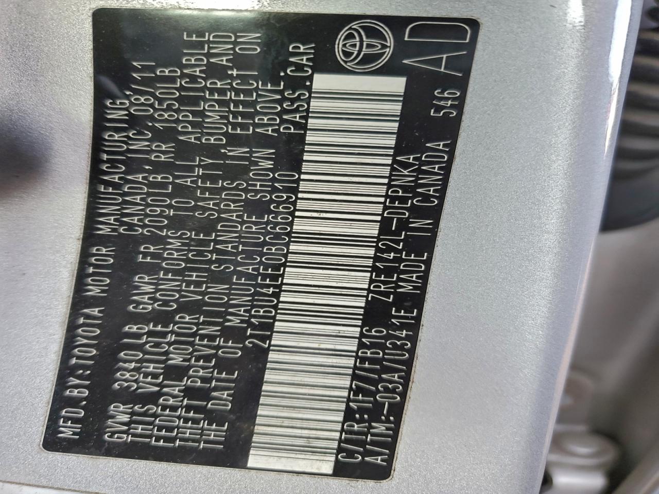 2011 TOYOTA COROLLA BASE photo 23