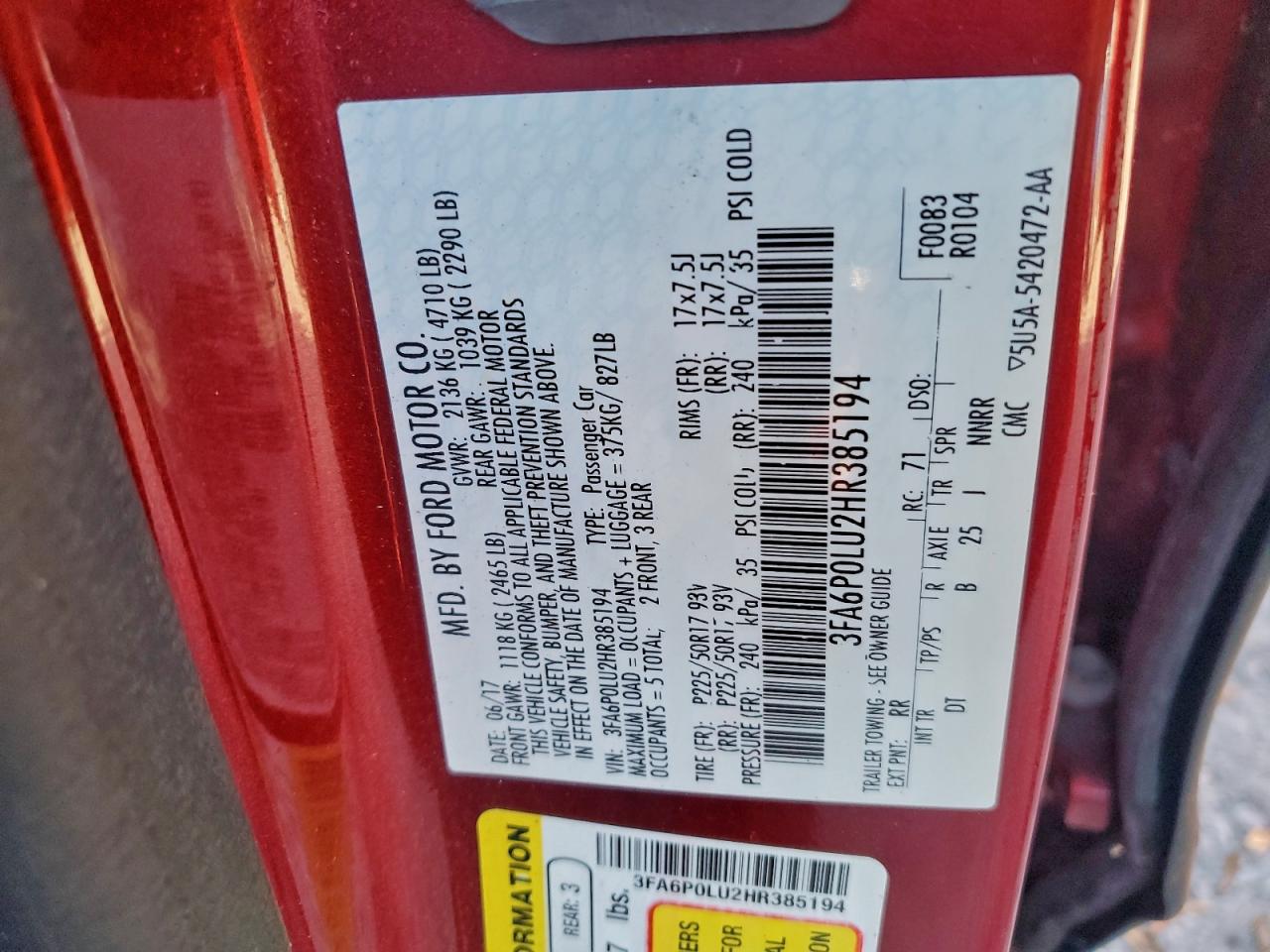2017 FORD FUSION SE HYBRID photo 12
